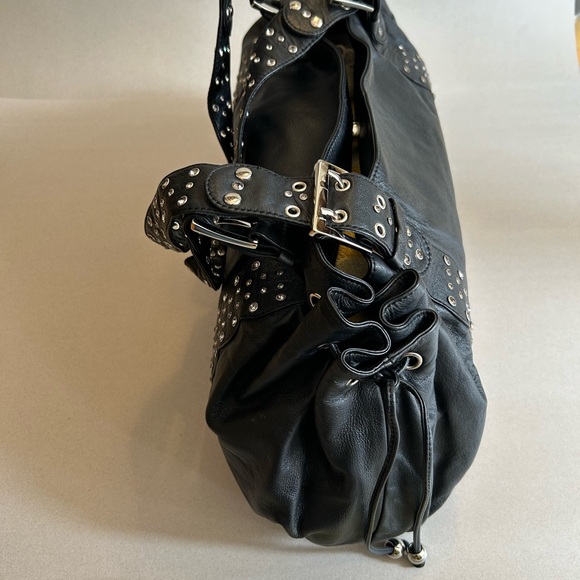 Black leather with rhine stones shoulder bag - Picture 6 of 8